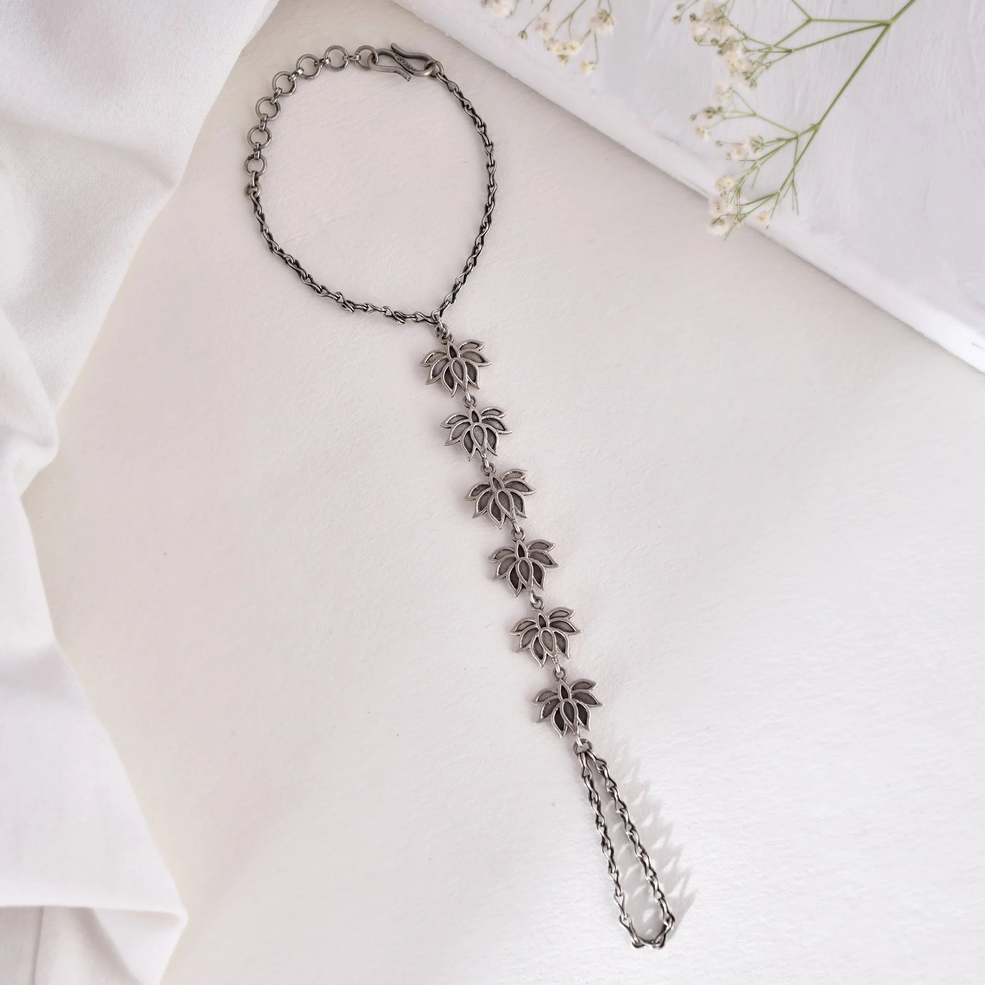 Chandrika Bloom Silver Handchain
