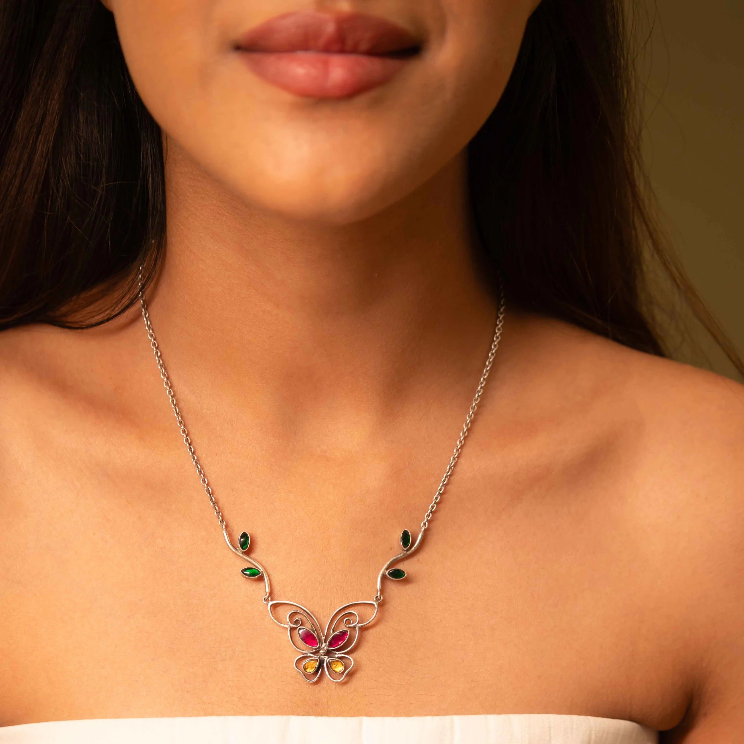 Ethereal Butterfly Silver Necklace