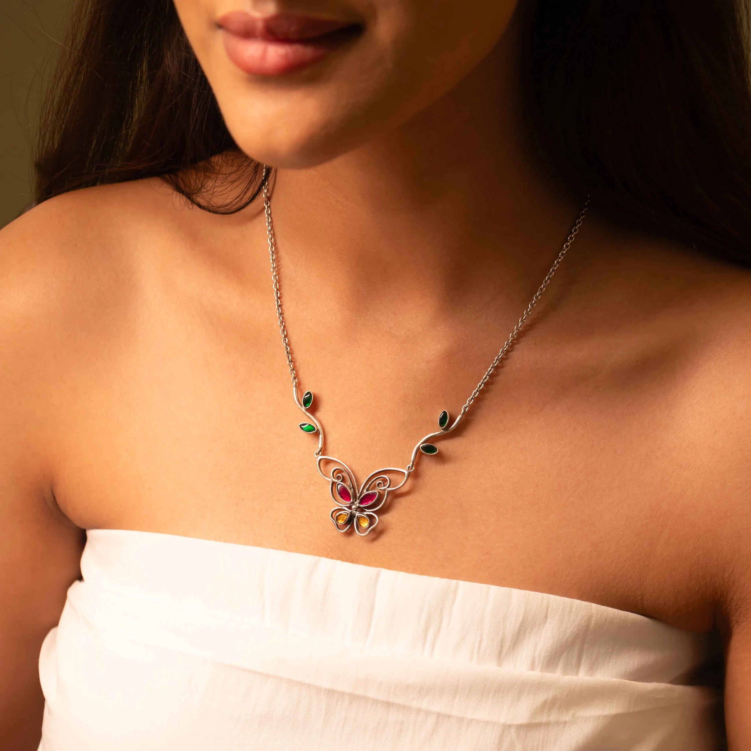 Ethereal Butterfly Silver Necklace