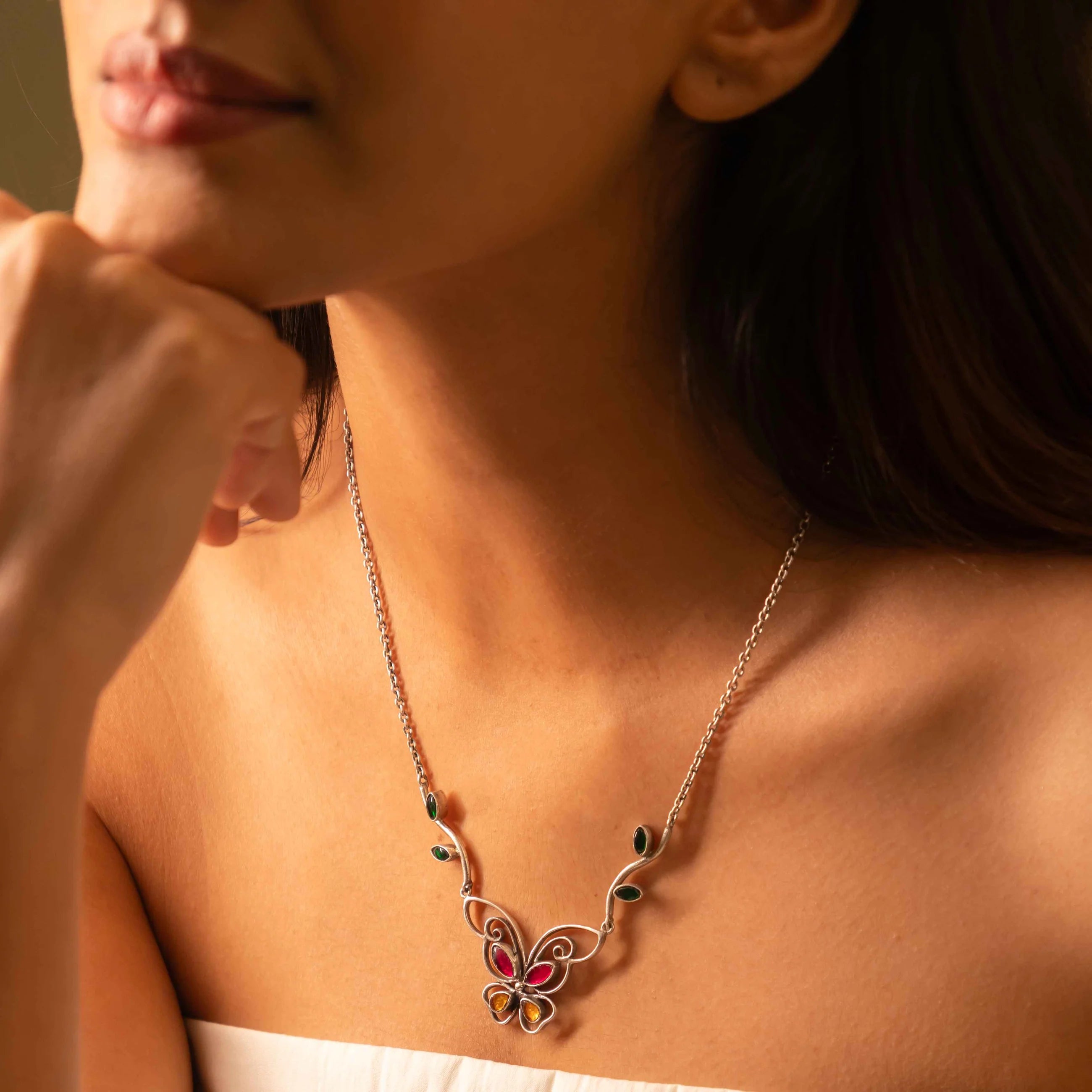 Ethereal Butterfly Silver Necklace