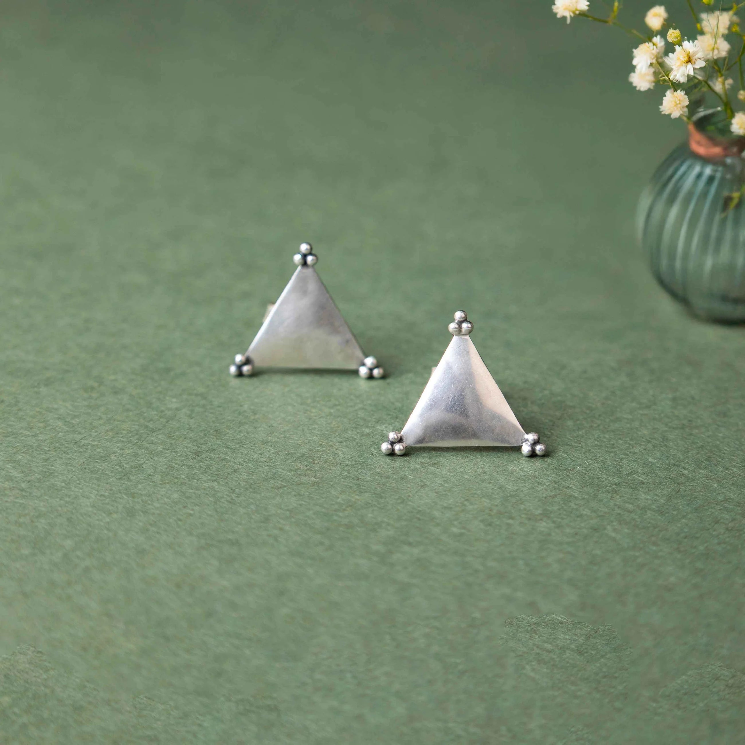 Reya Brushed Triangle Handcrafted Earrings