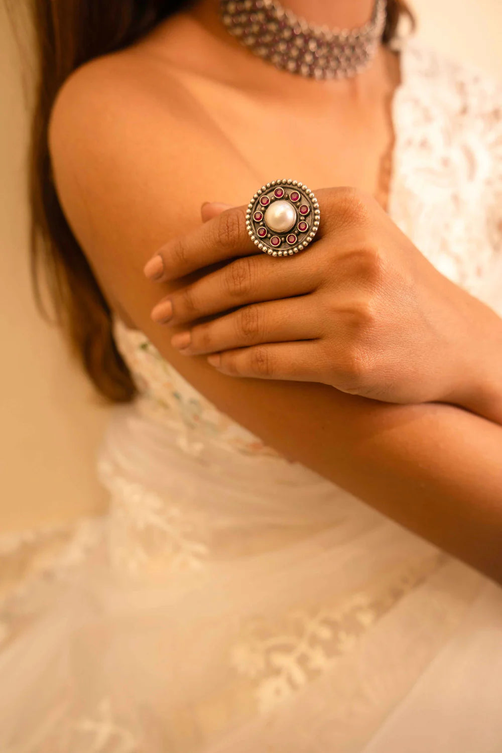 Noor-e-Pearl Handcrafted Statement Ring