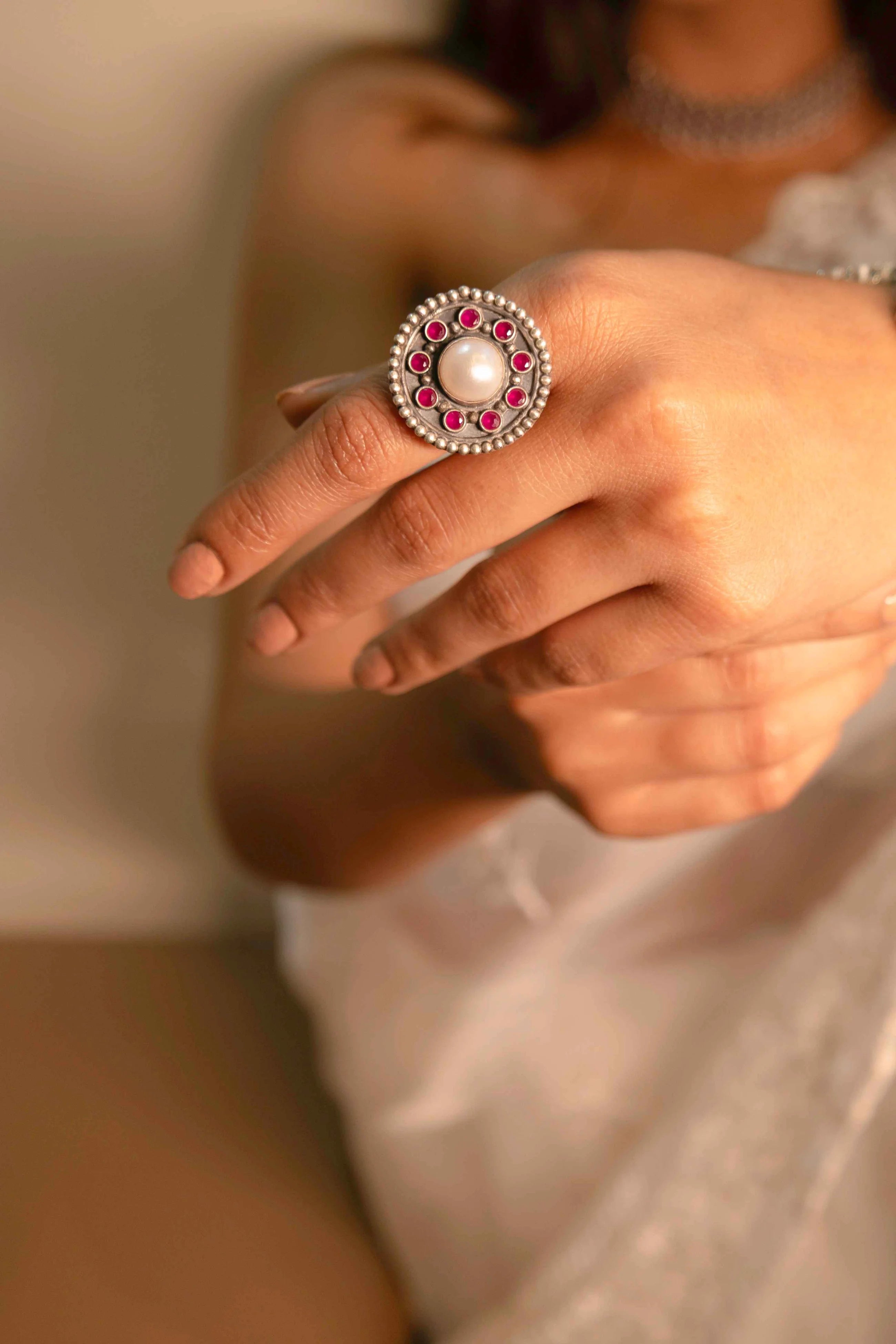 Noor-e-Pearl Handcrafted Statement Ring