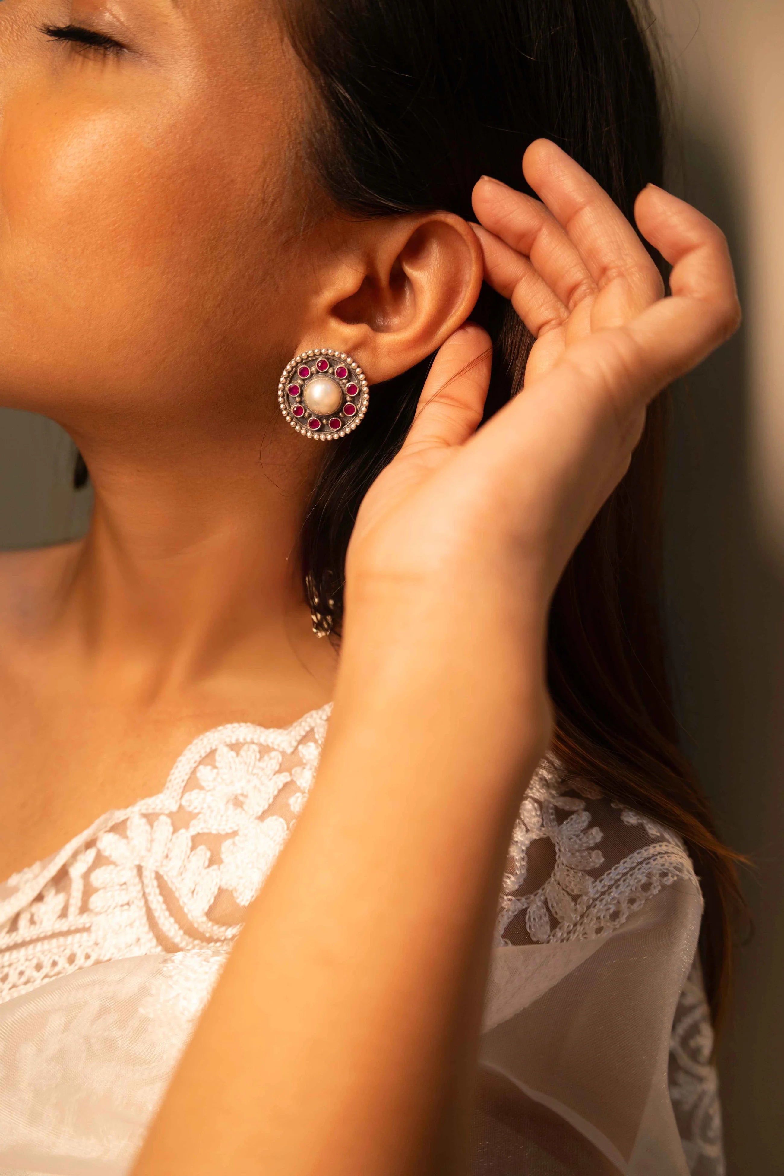 Zeenat Heritage Pearl Handcrafted Studs