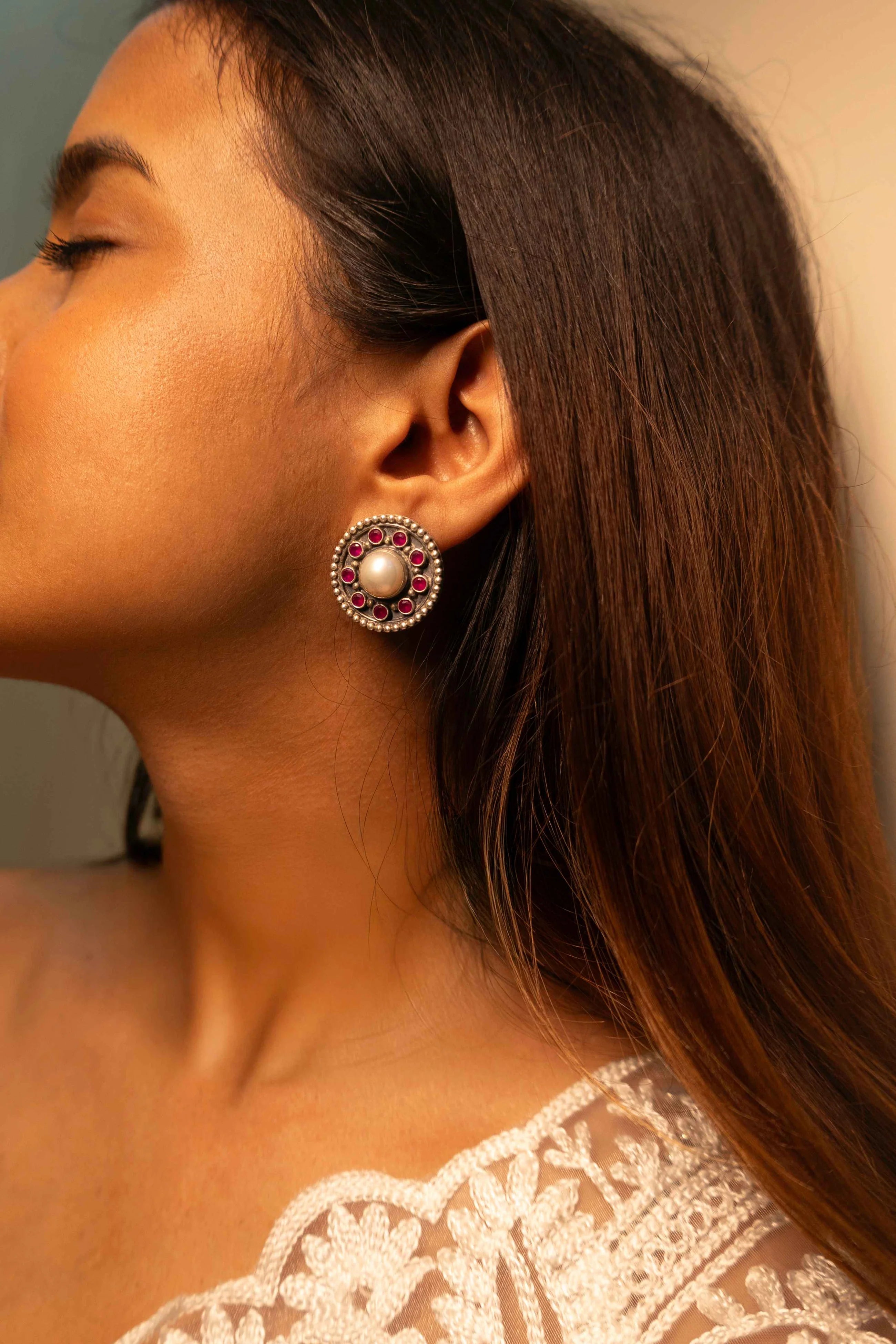 Zeenat Heritage Pearl Handcrafted Studs