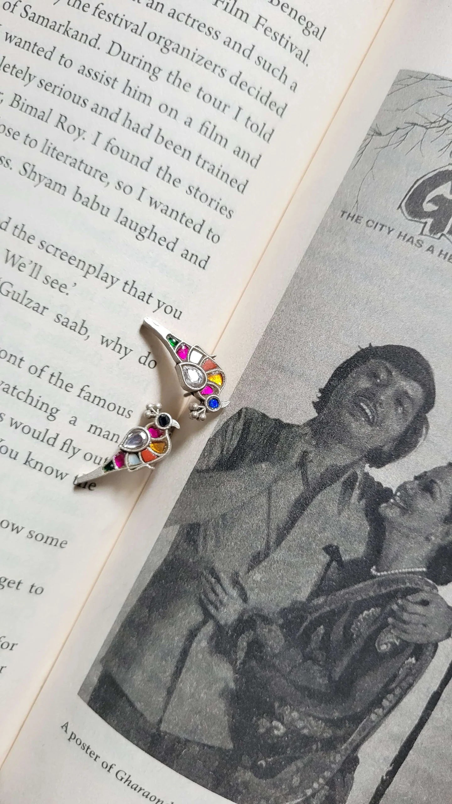 Kalamkari Flight Handcrafted Silver Earrings