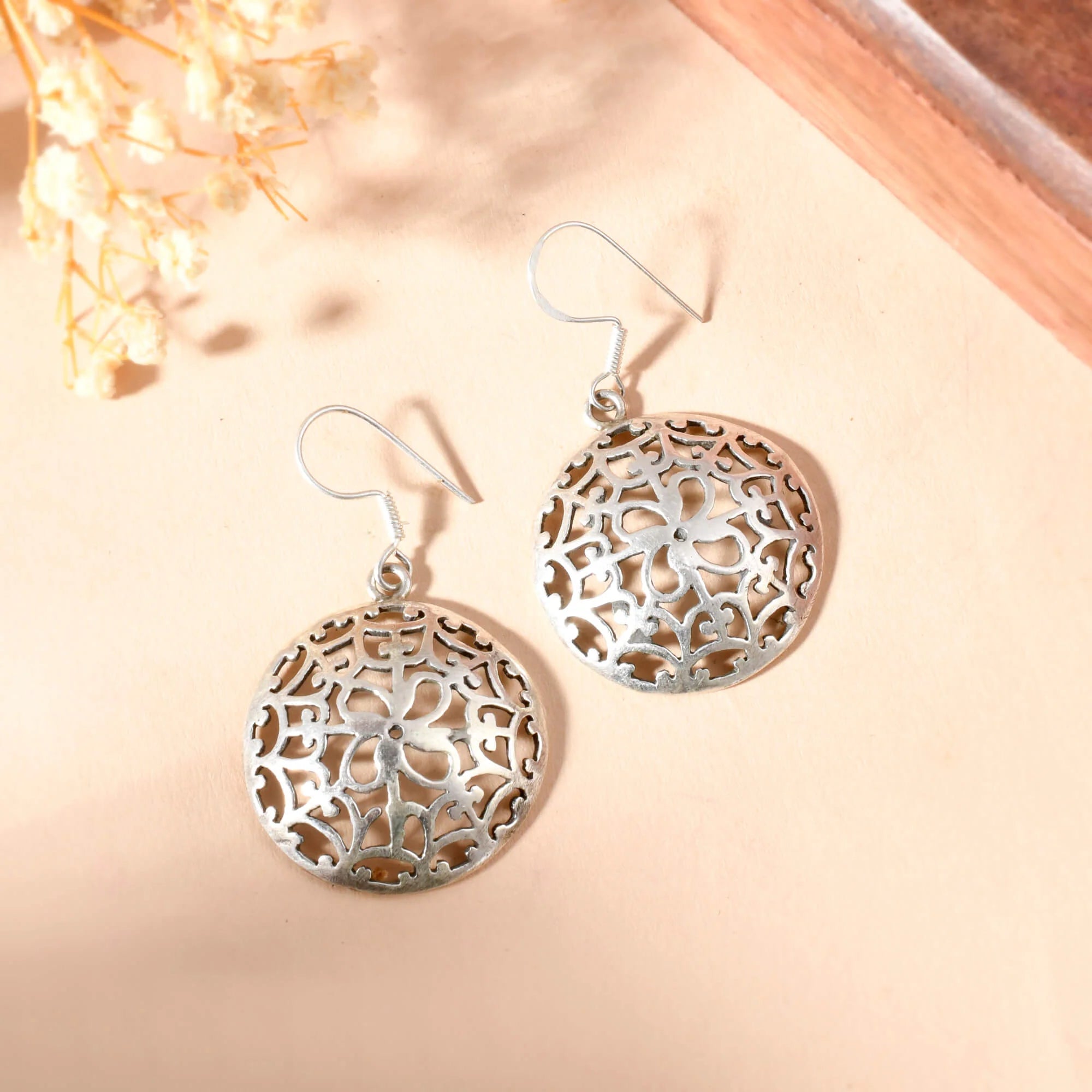 Aarvi Circle Silver Handcrafted Studs