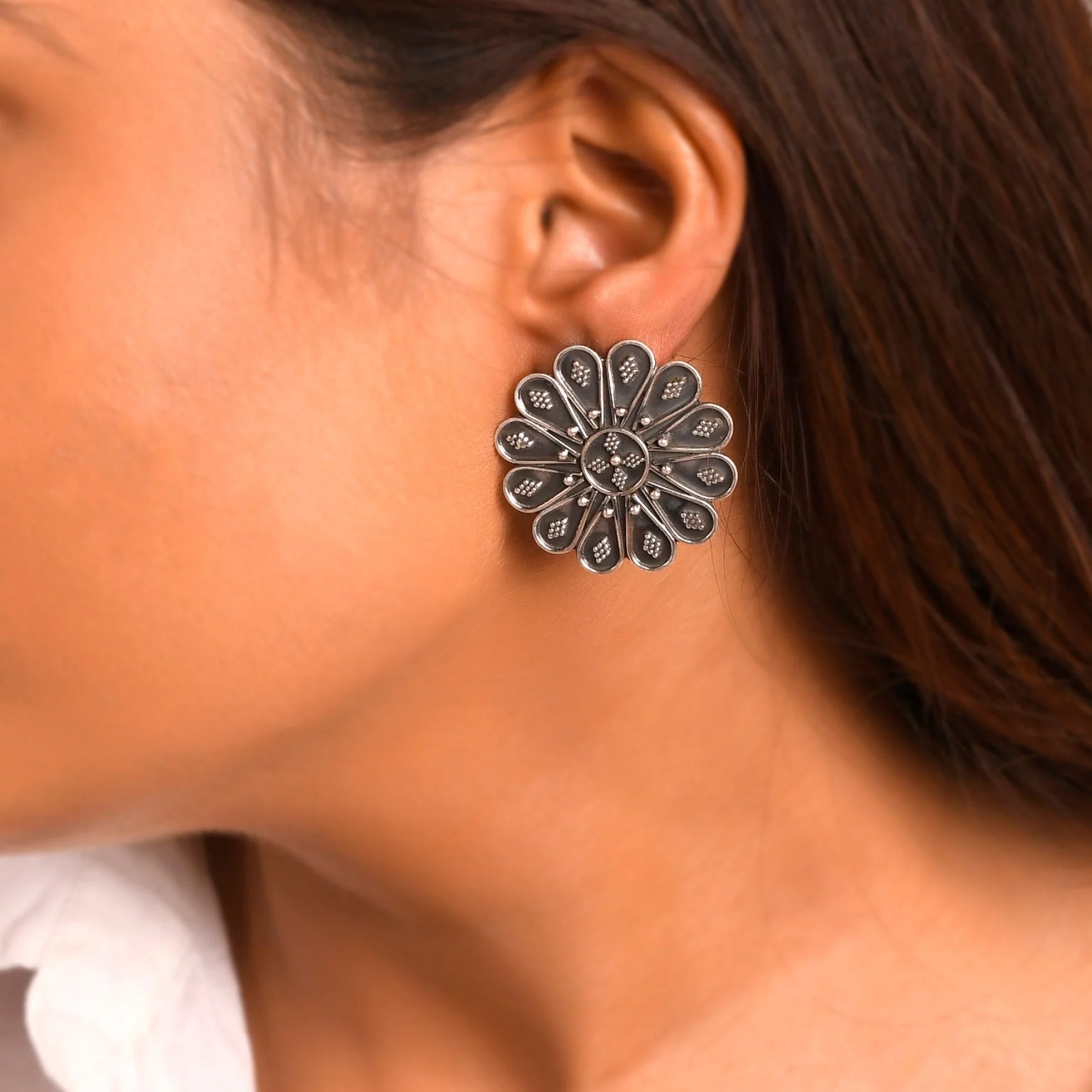 Pushpara Silver Handcrafted Studs