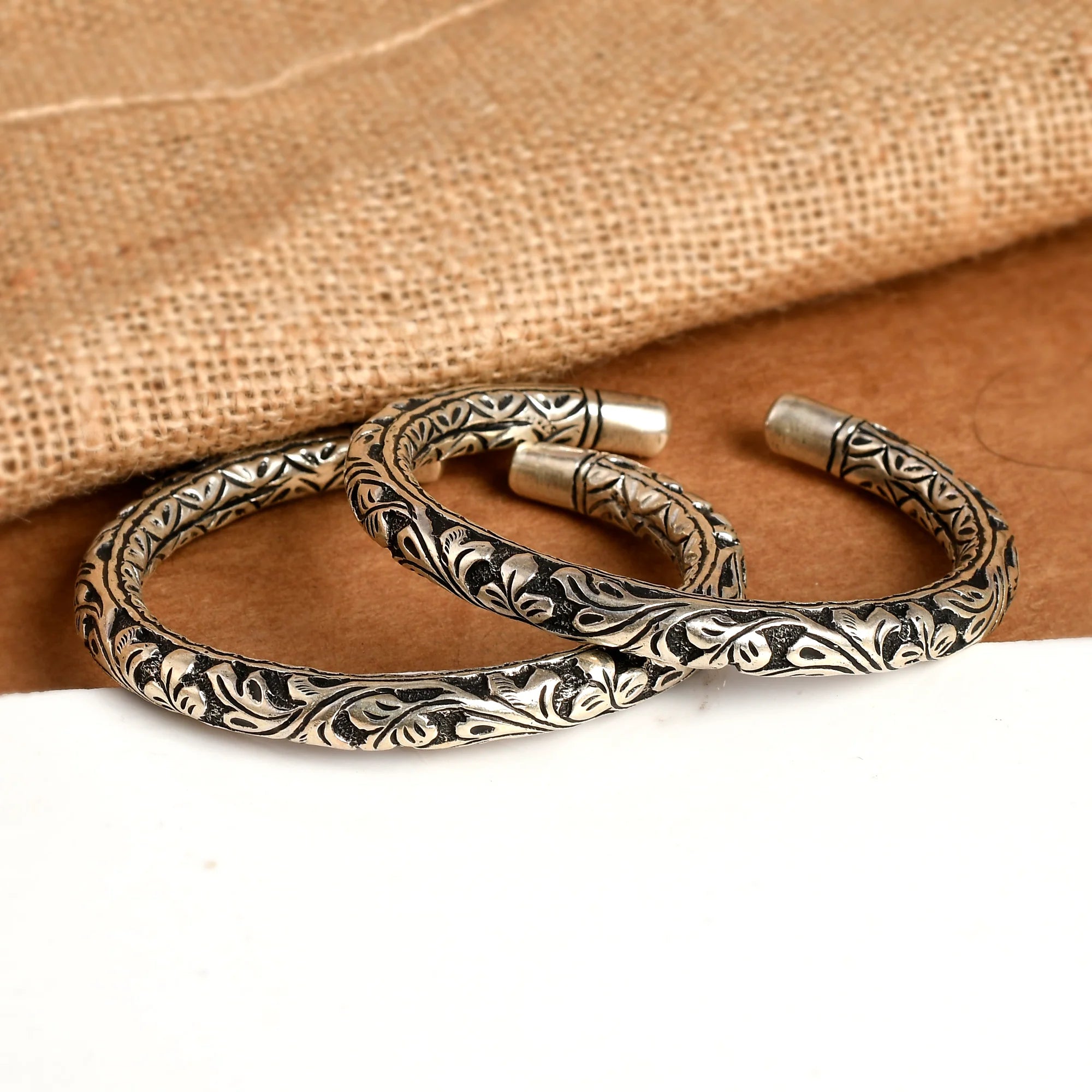 Legacy Scrolls Floral Silver Bangle