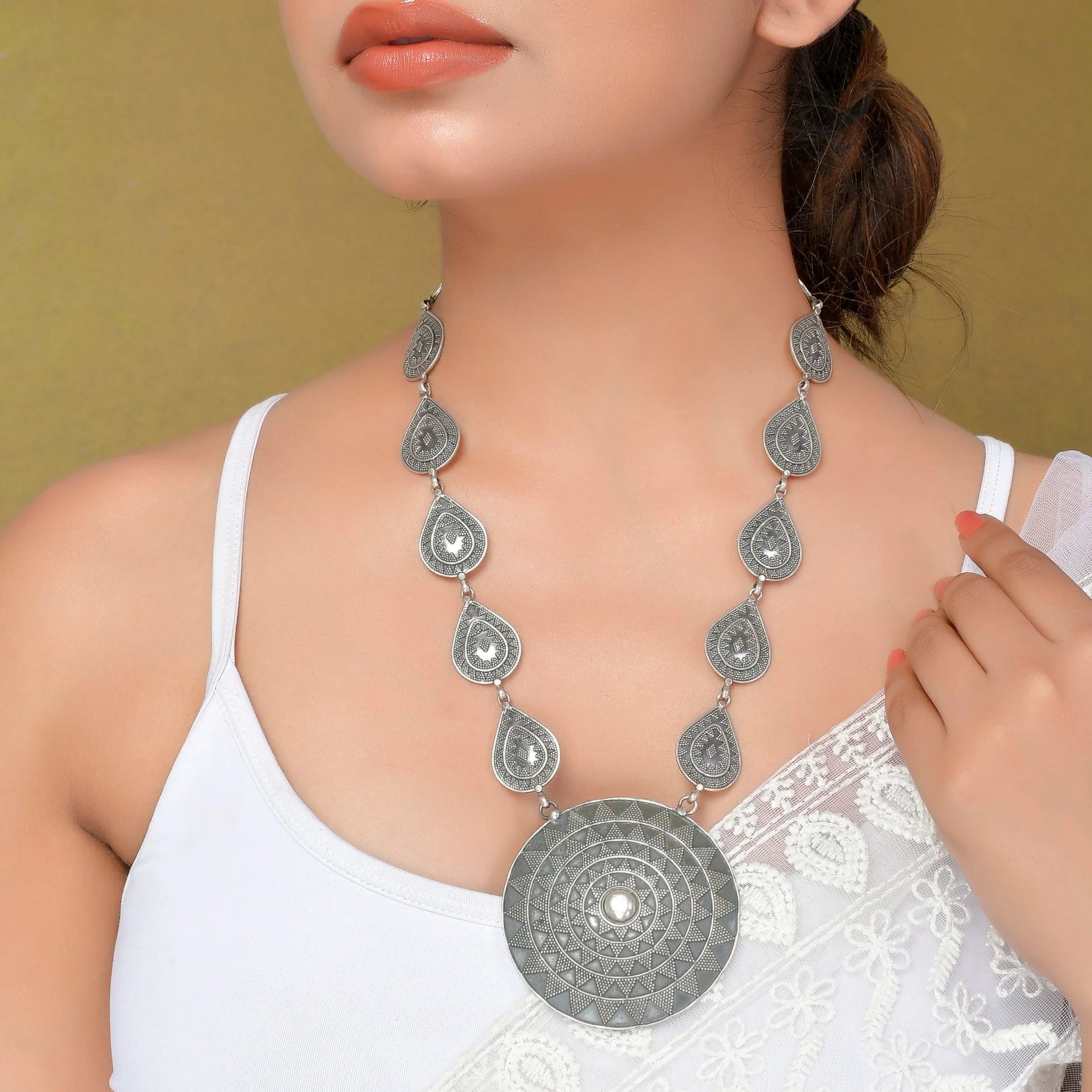 Divyani Mandala Heritage Silver Necklace