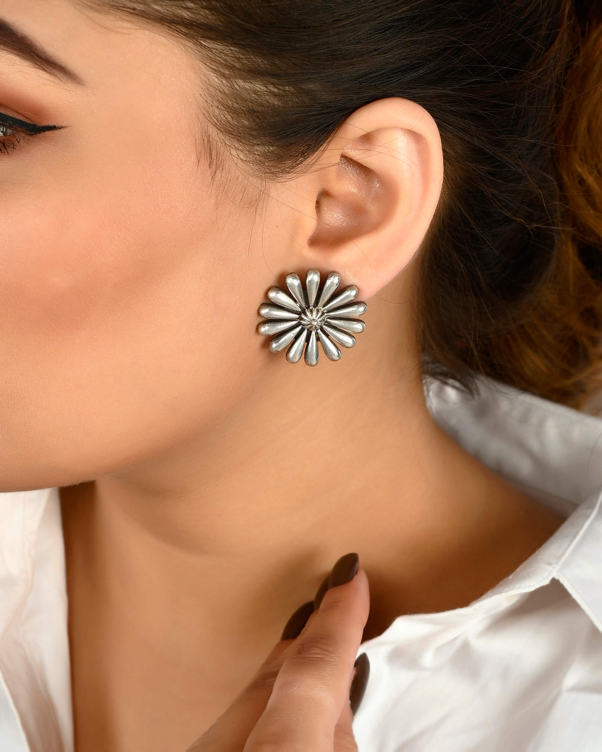 Khusbu Bloom Silver Studs