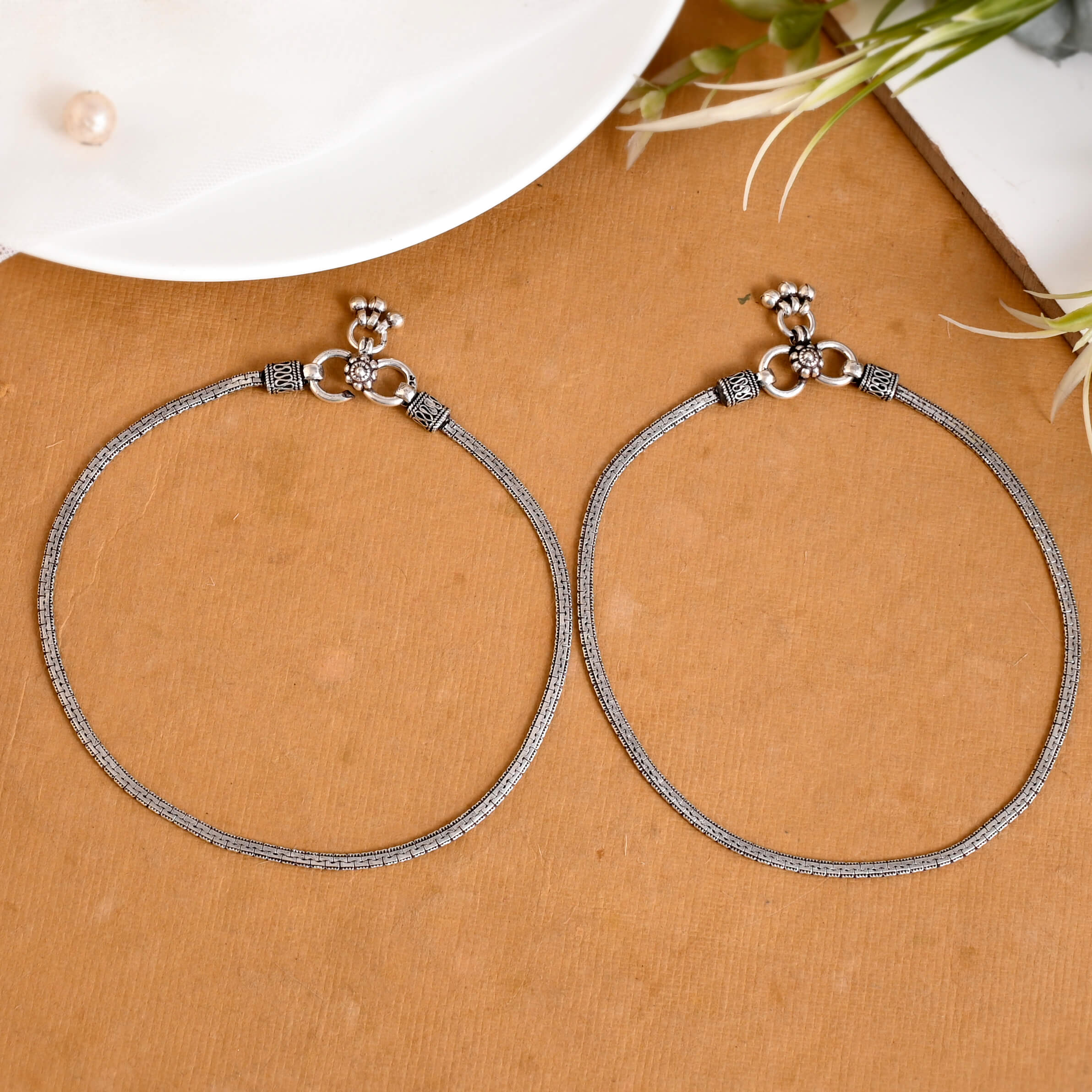 Heirloom Line Silver Handcrafted Anklets