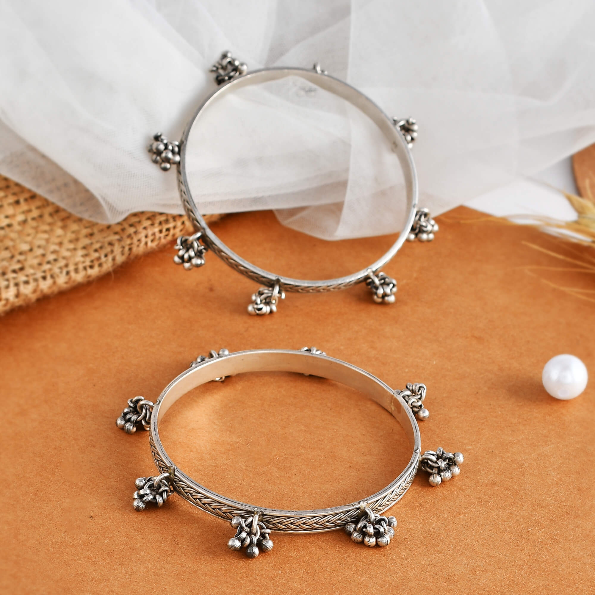 Triloka Tinkle Silver Bangle