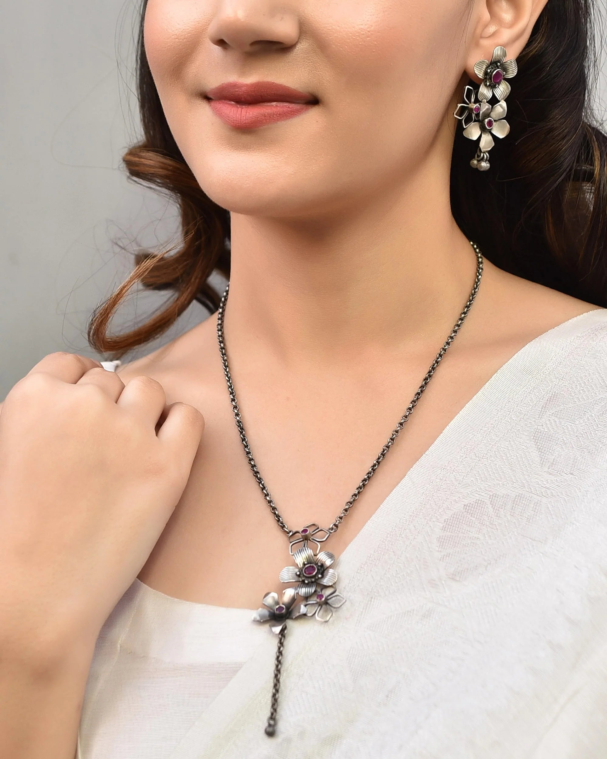 Sharanya Wildflower Silver Charm Set