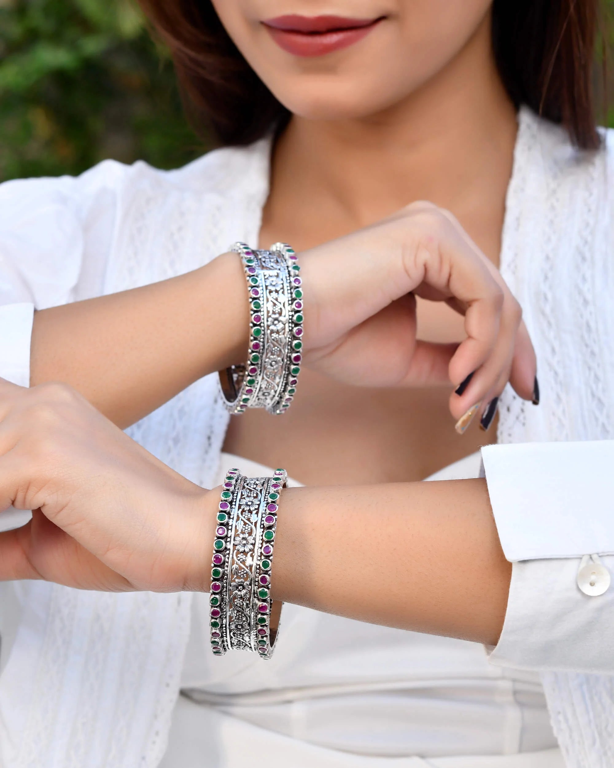 Saanjh Heritage Silver Bangle