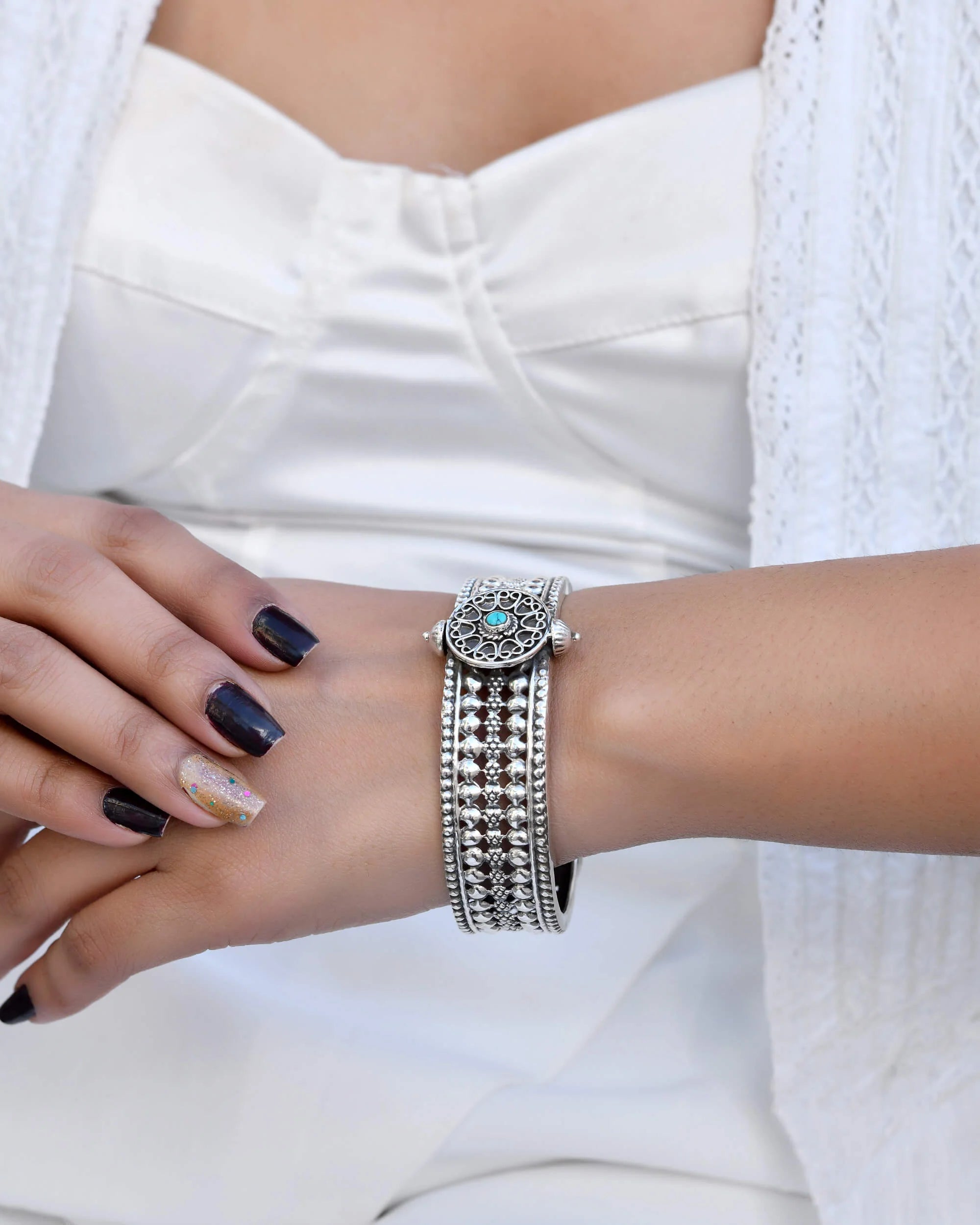 Sitara Imperial Dome Silver Cuff