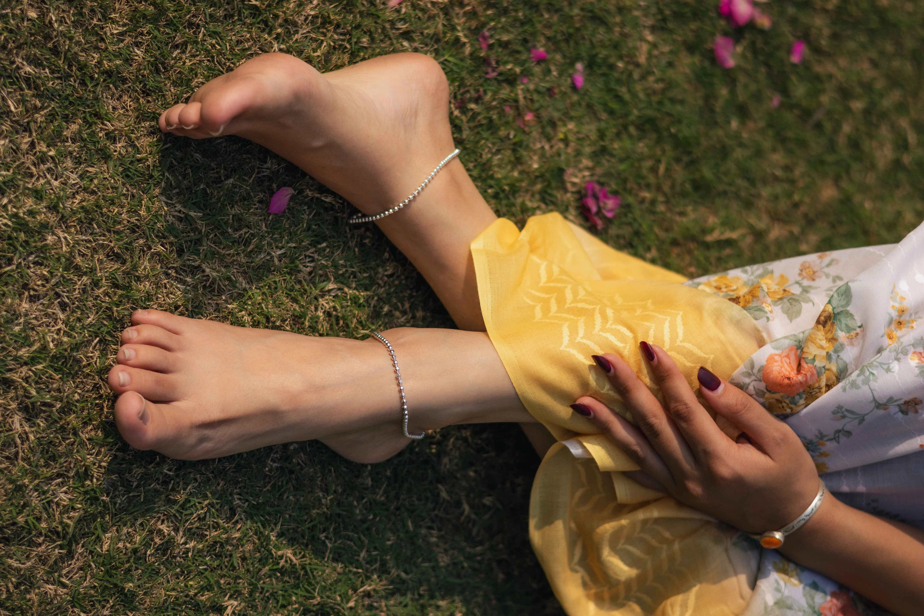 Orra Gleam Silver Handcrafted Anklet