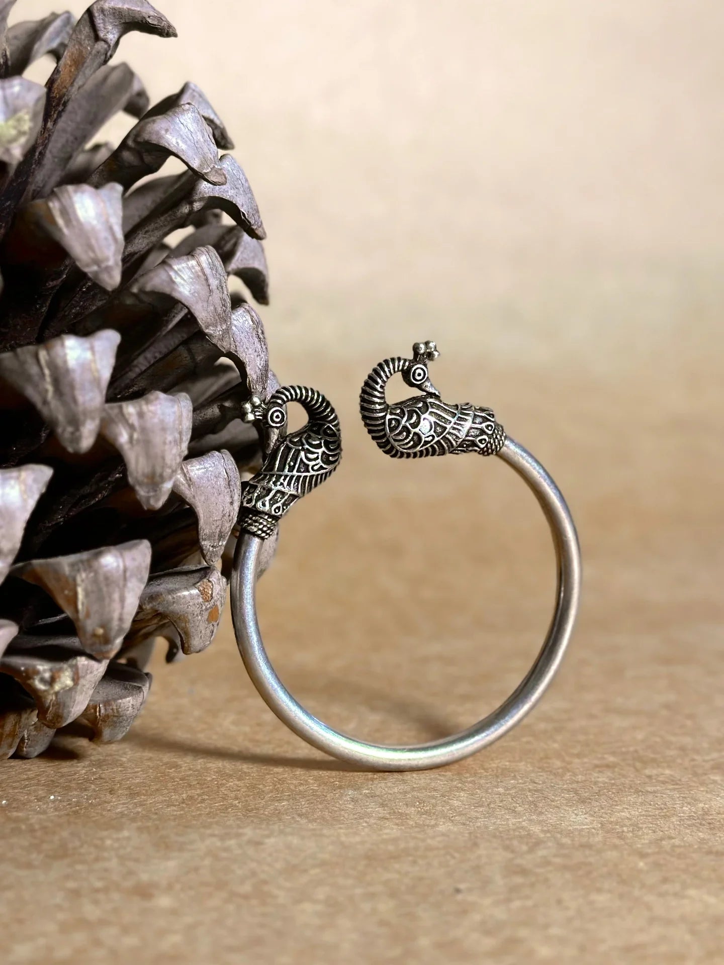 Peacock Grace Silver Cuff