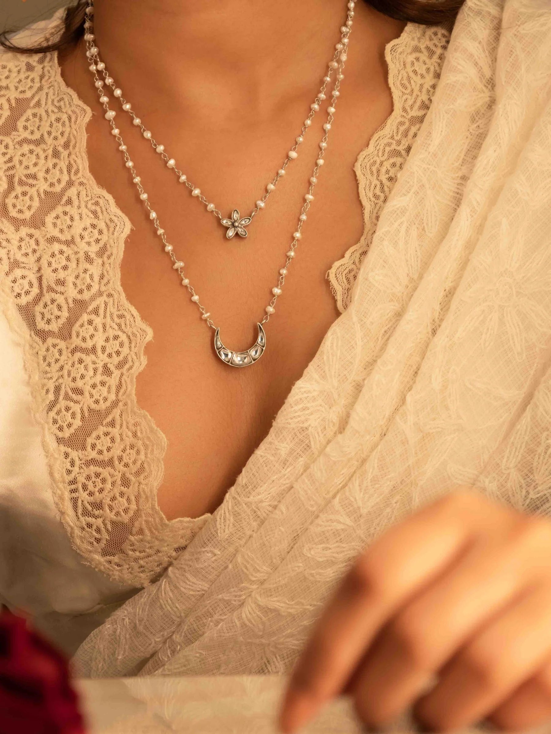 Ziya Moonflower Pearl Handcrafted Necklace