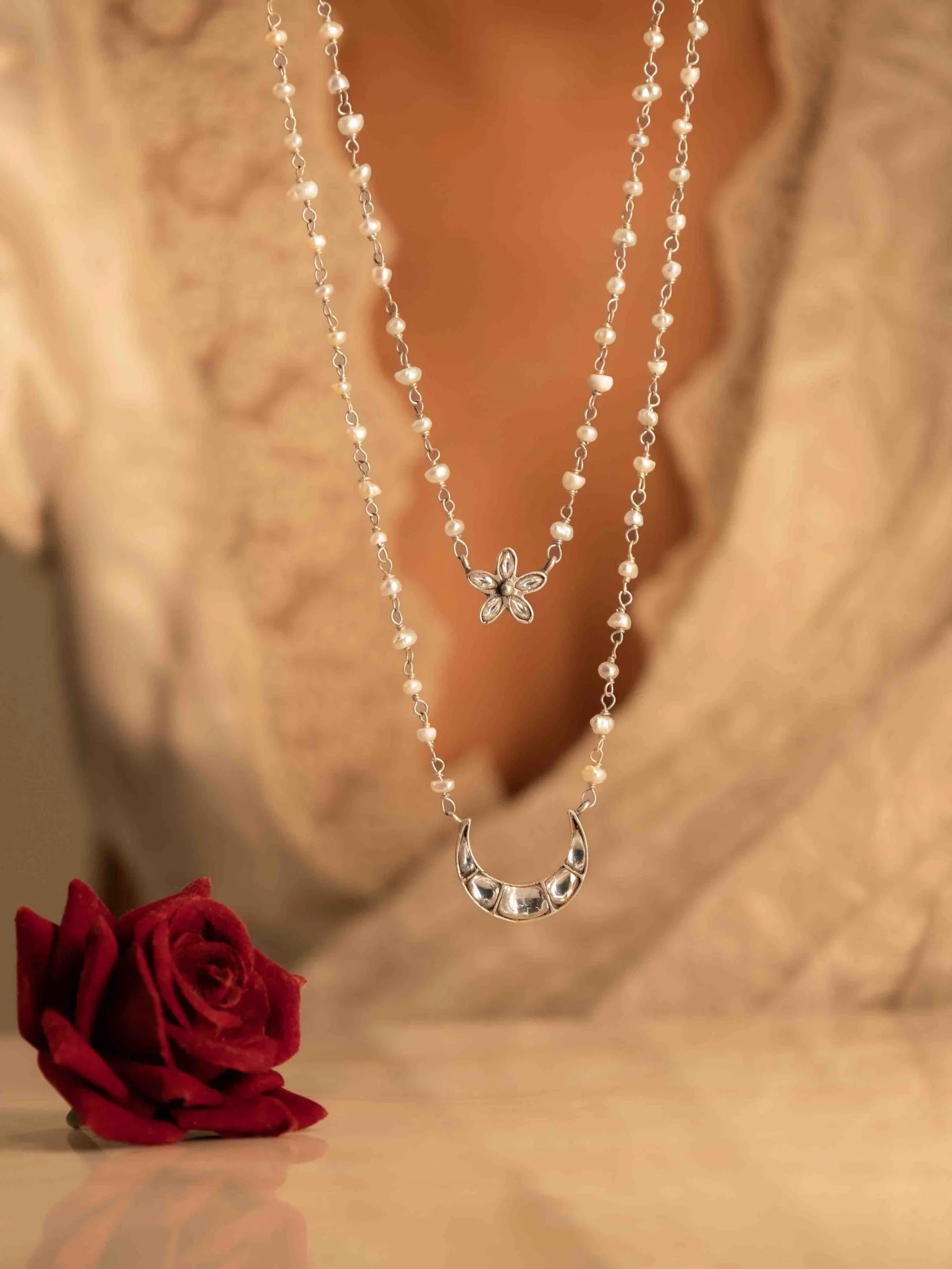 Ziya Moonflower Pearl Handcrafted Necklace