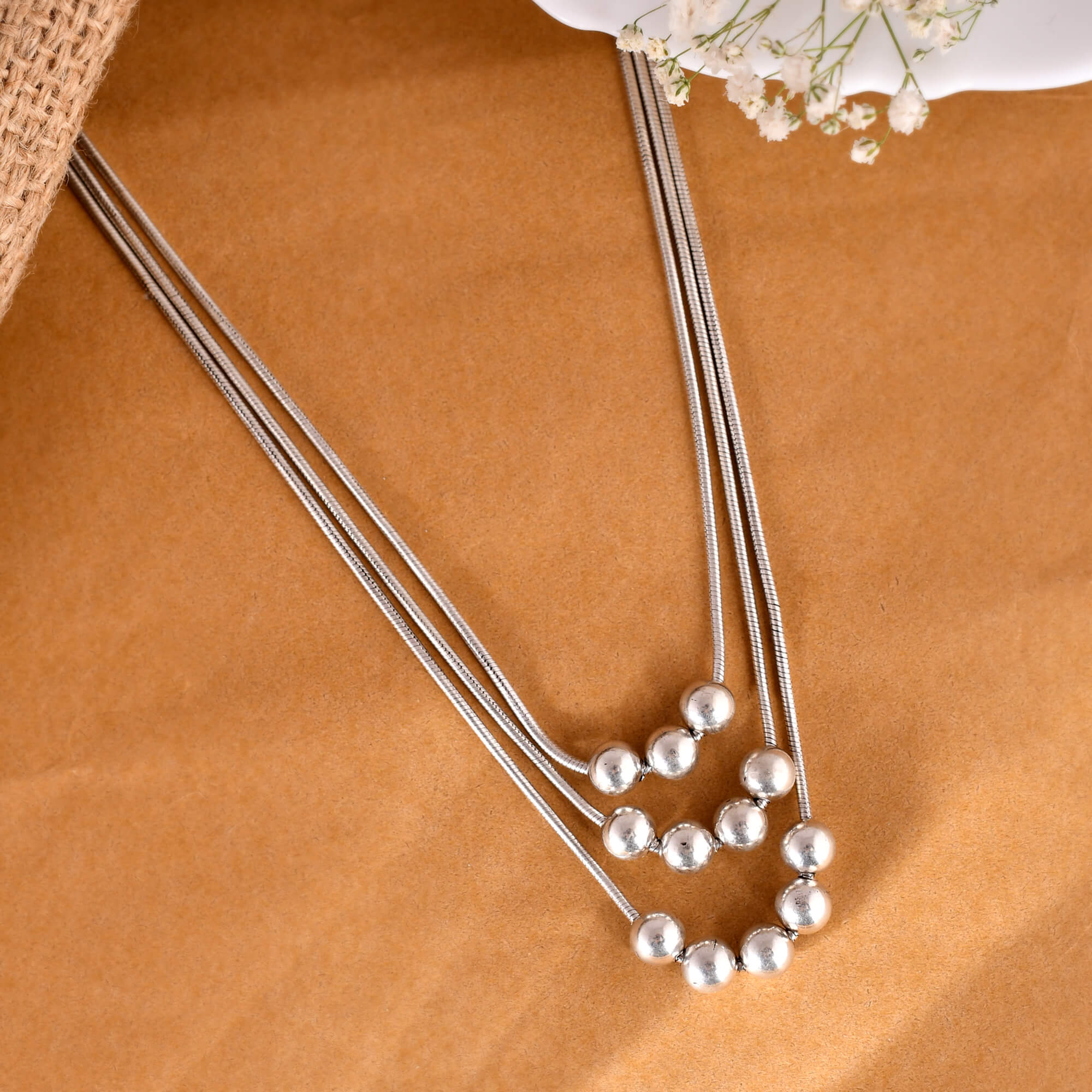 Trilaya Royal Silver Handcrafted Necklace
