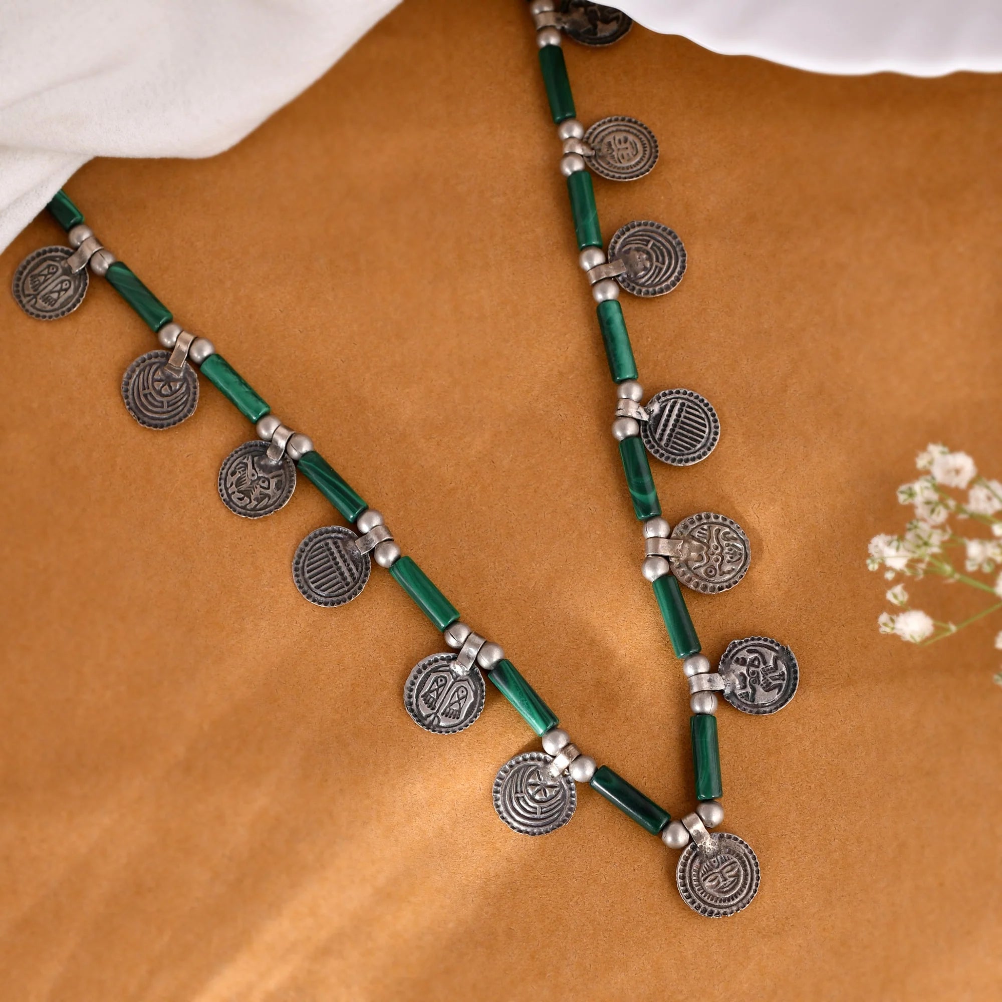Ancestral Coin Bead Handcrafted Collar
