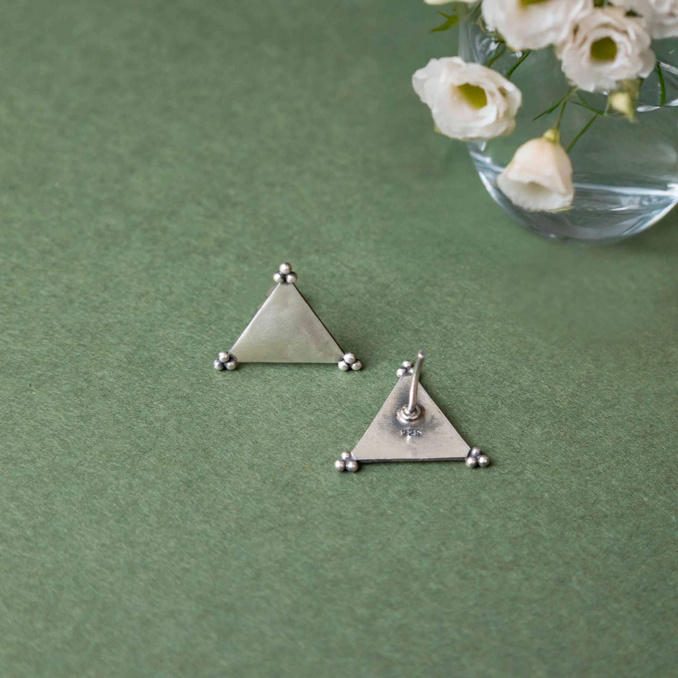 Reya Brushed Triangle Handcrafted Earrings