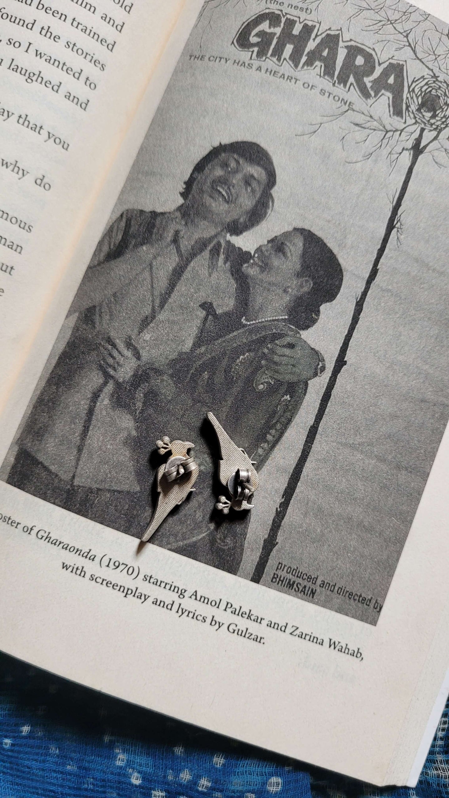 Kalamkari Flight Handcrafted Silver Earrings
