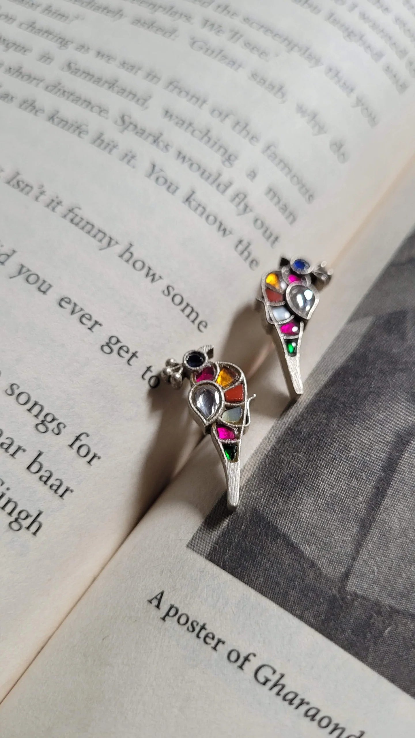 Kalamkari Flight Handcrafted Silver Earrings
