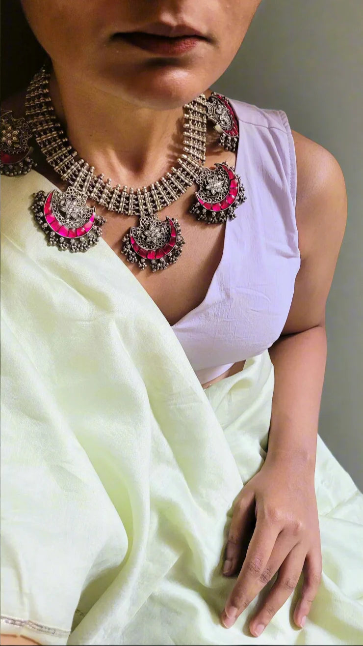 Mahalika Moonfall Handcrafted Silver Necklace