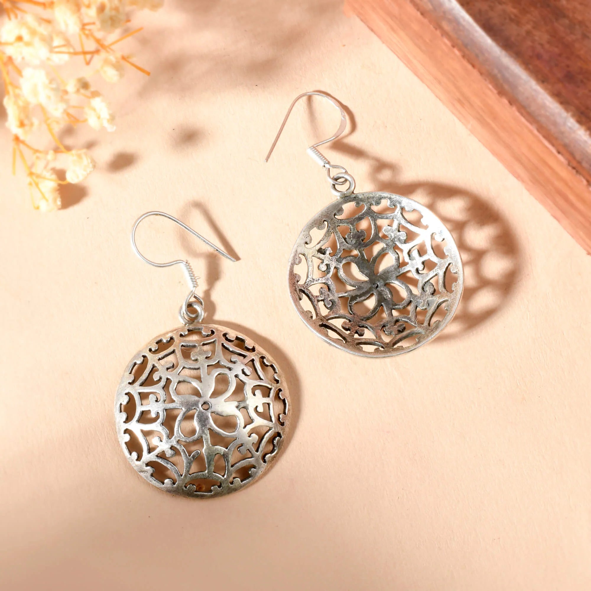 Aarvi Circle Silver Handcrafted Studs