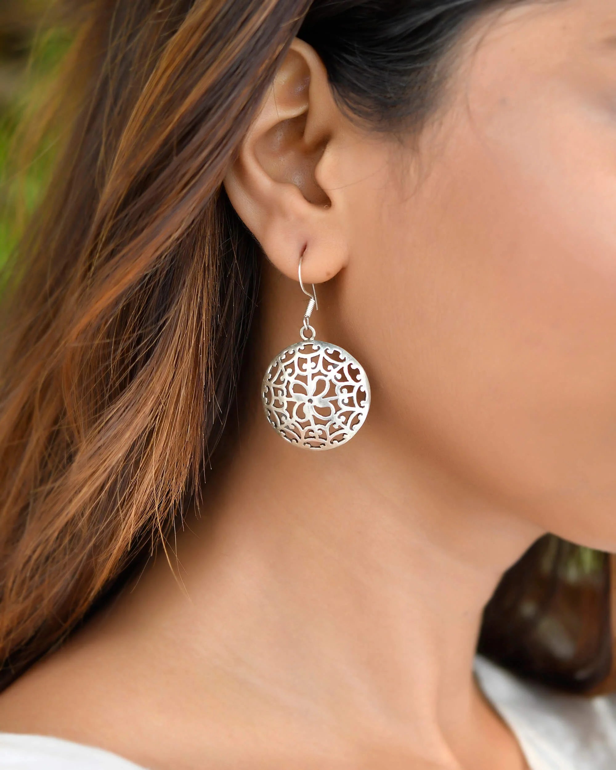 Aarvi Circle Silver Handcrafted Studs