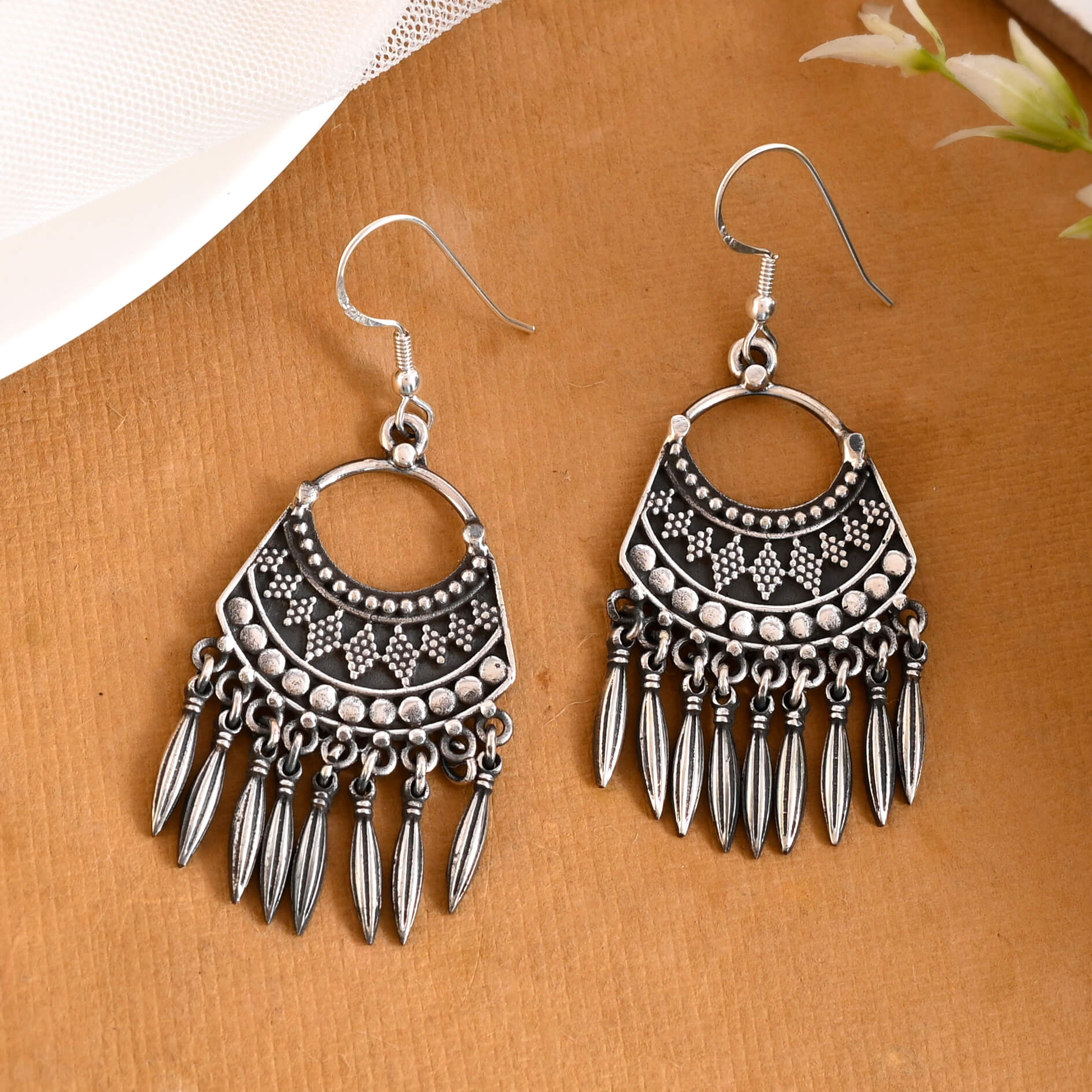 Mehfil Antique Silver Drops