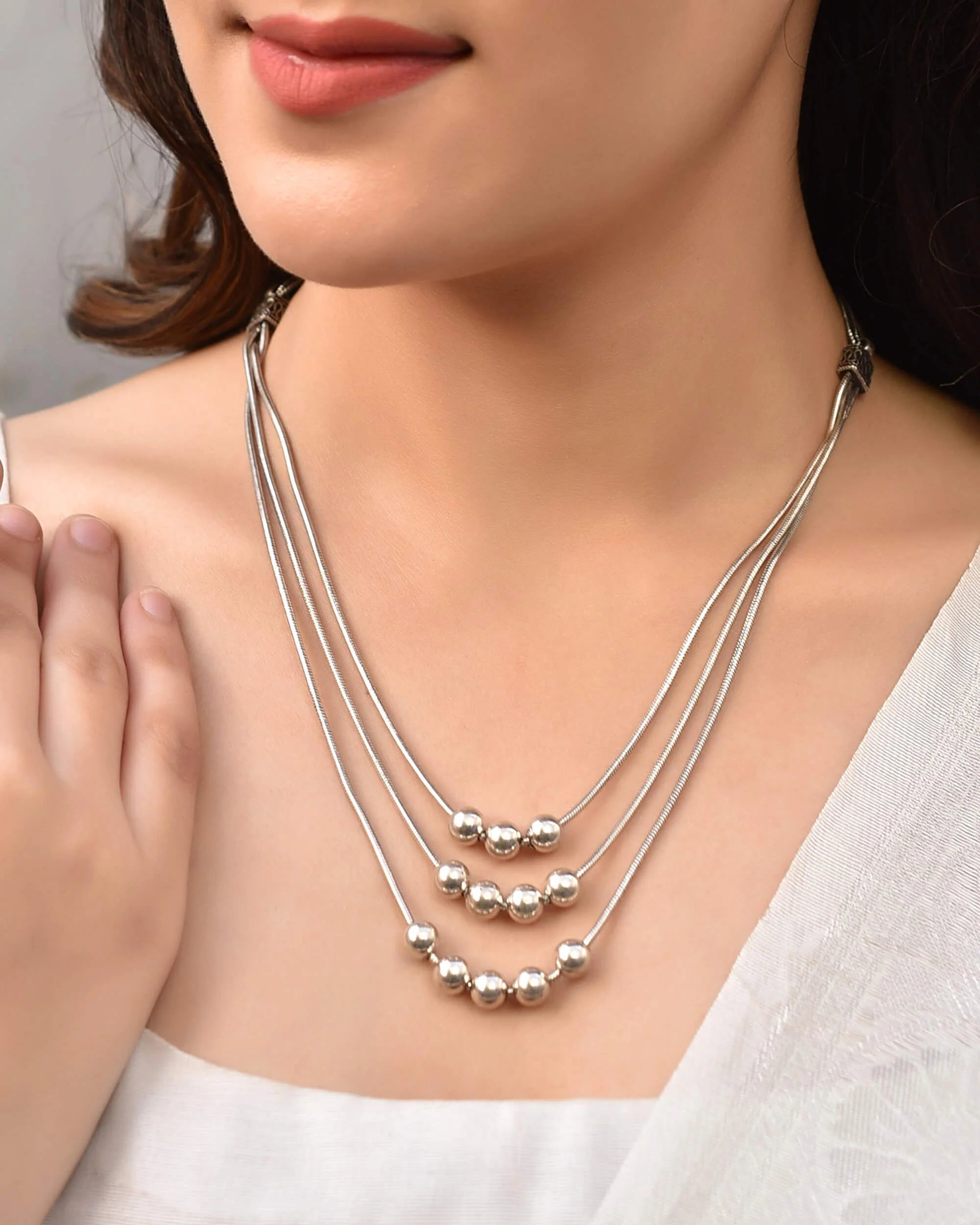 Trilaya Royal Silver Handcrafted Necklace