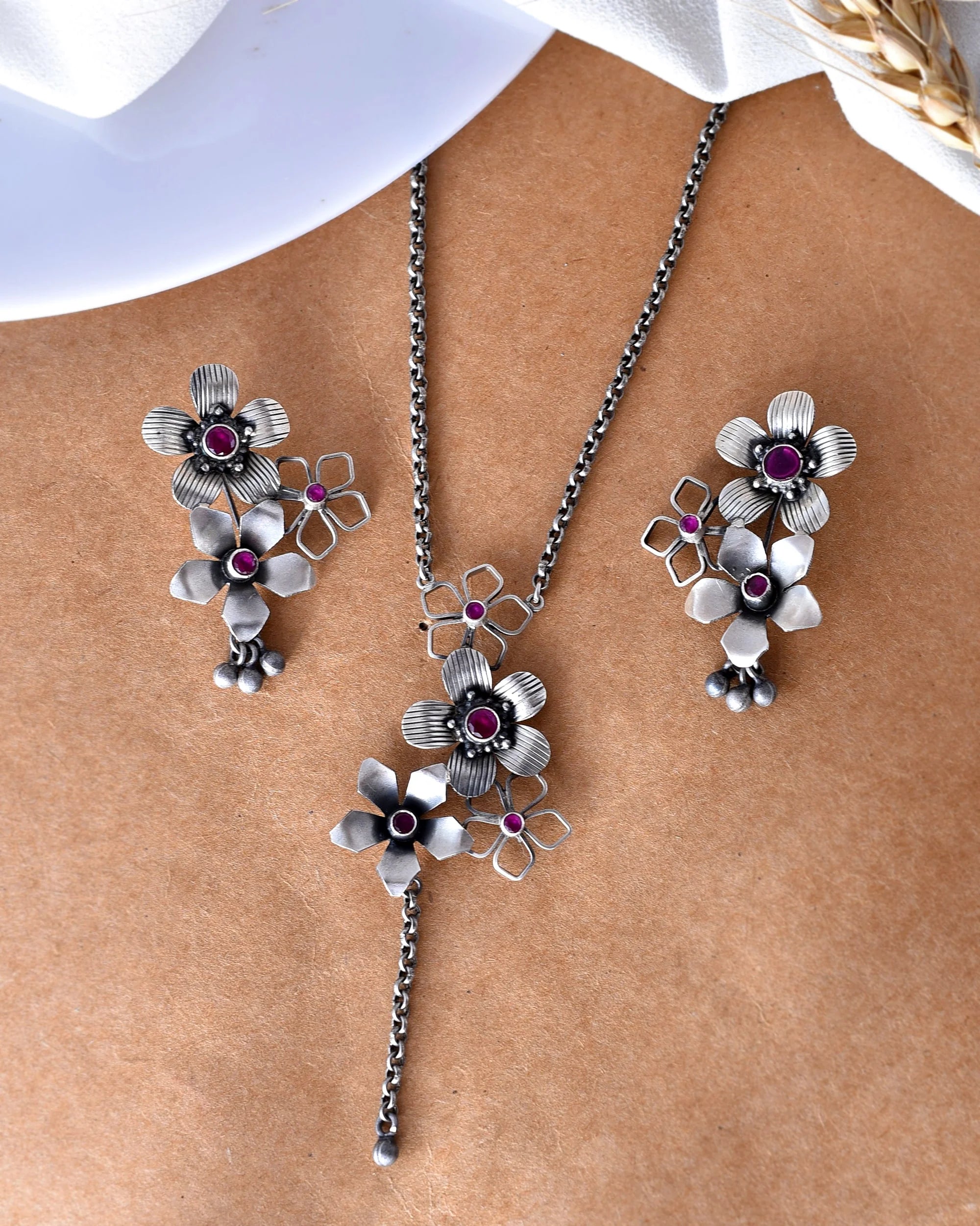 Sharanya Wildflower Silver Charm Set
