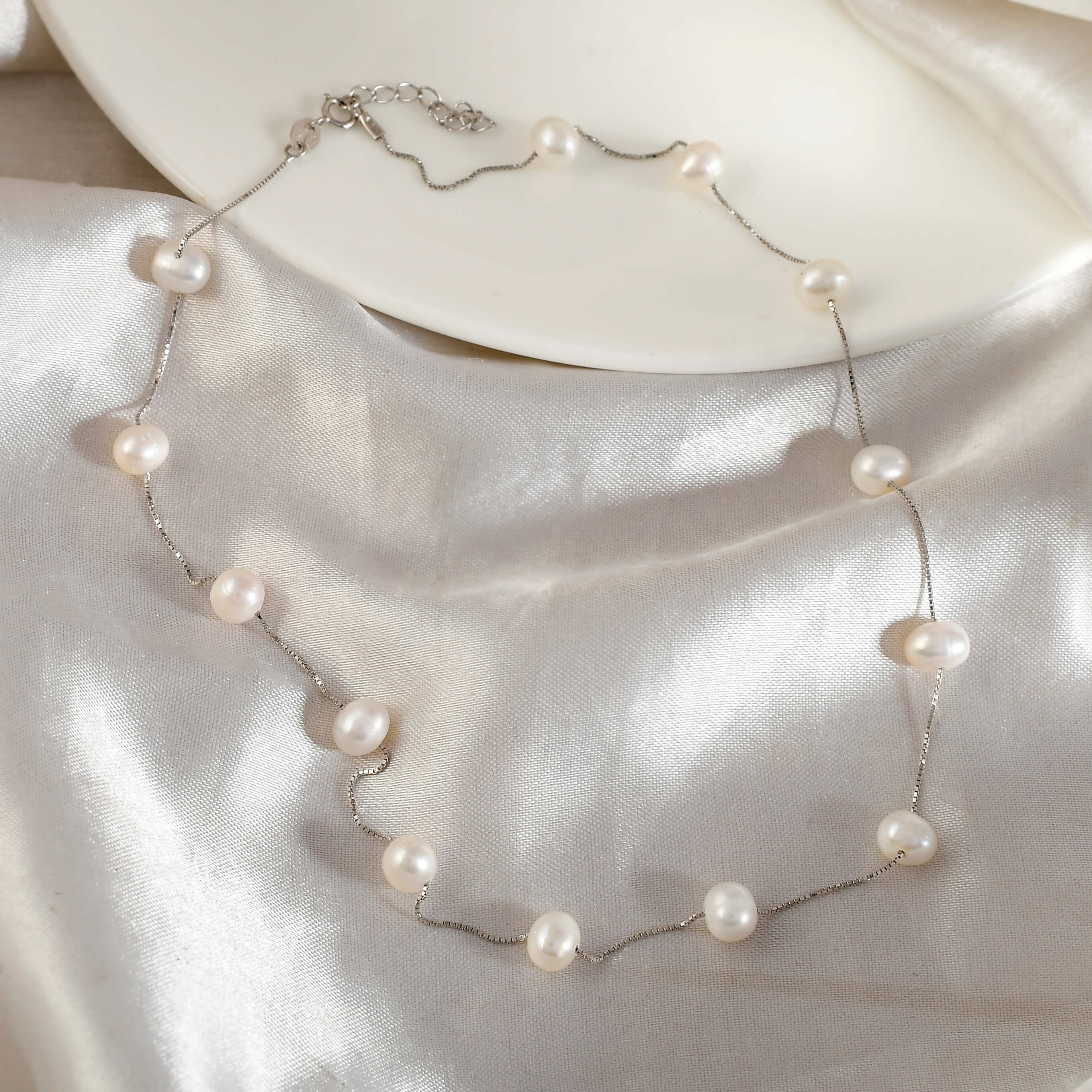 Elysian Pearl Silver Handcrafted Necklace