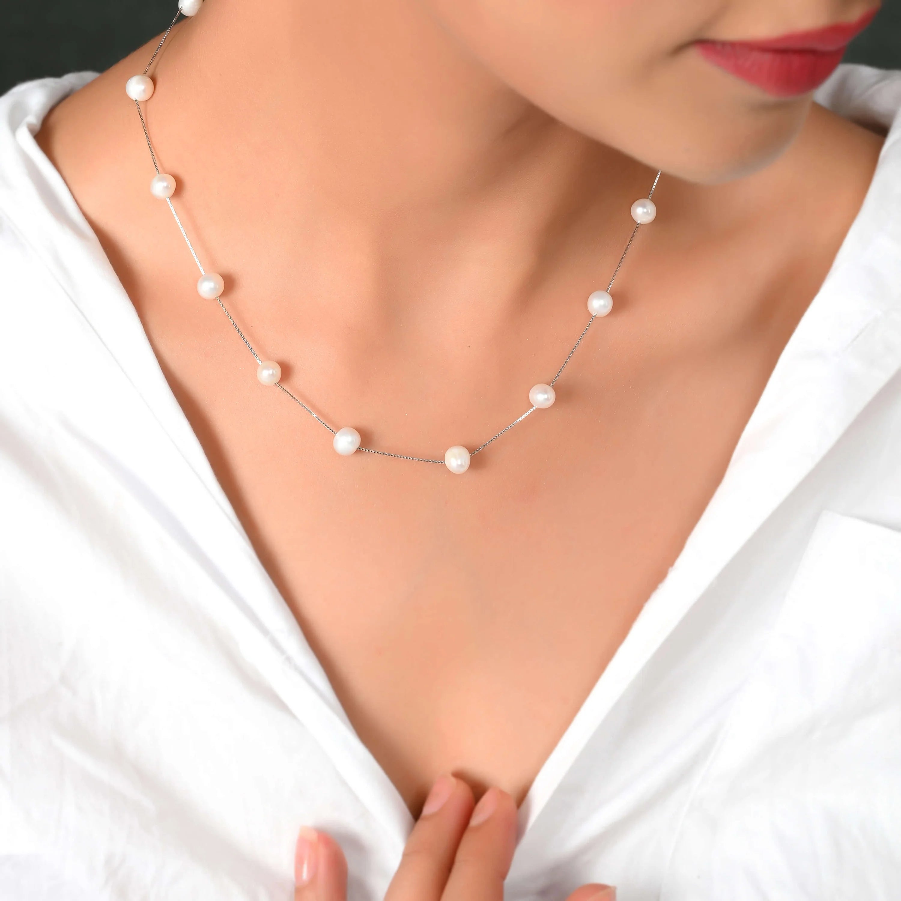 Elysian Pearl Silver Handcrafted Necklace