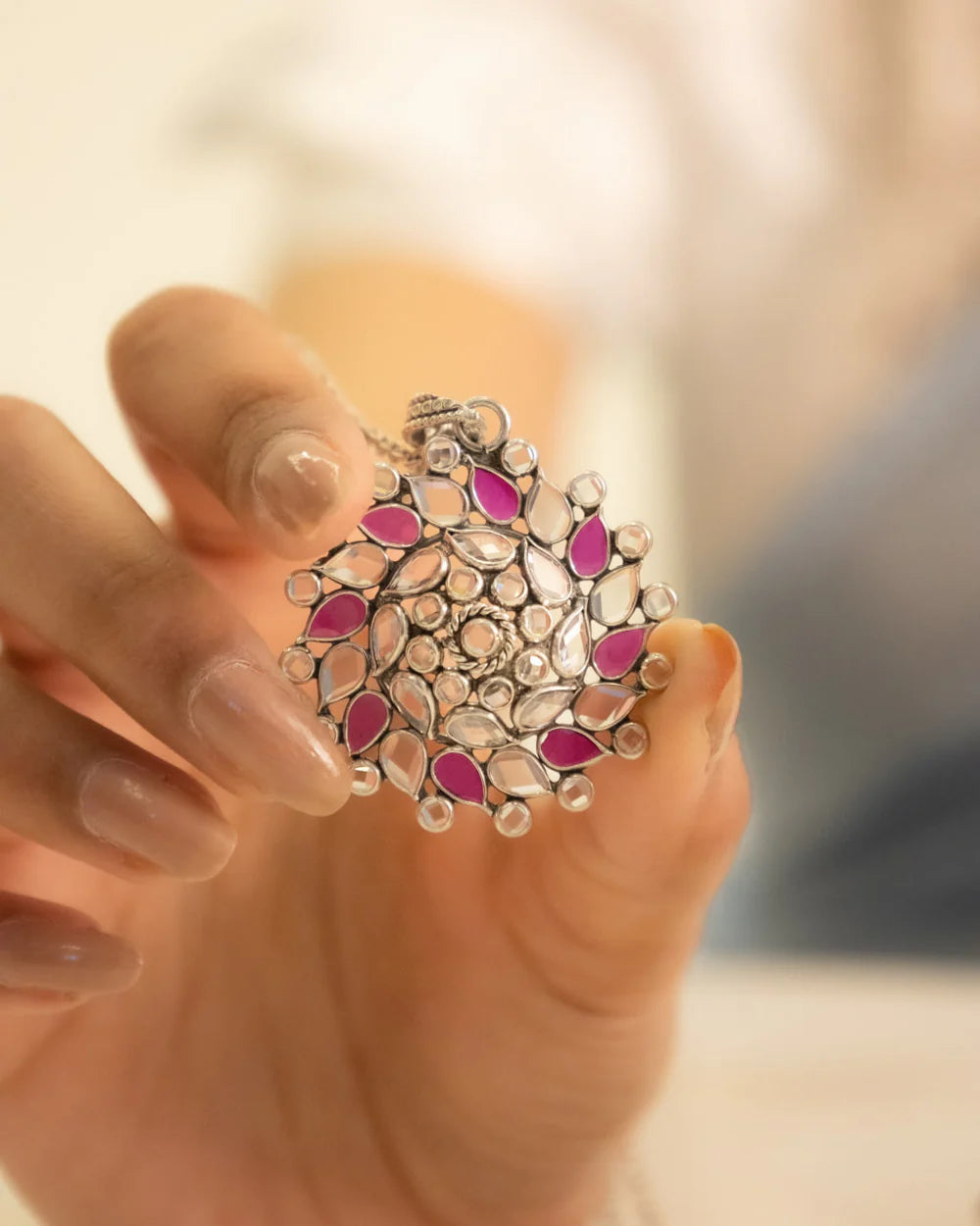 Roselle Petal Prism Handcrafted Pendant