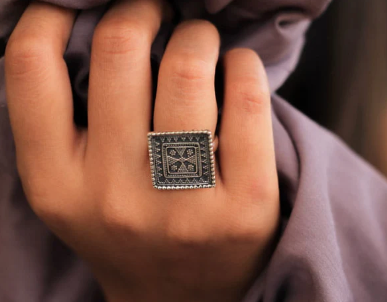 Nayra Square Handcrafted Ring