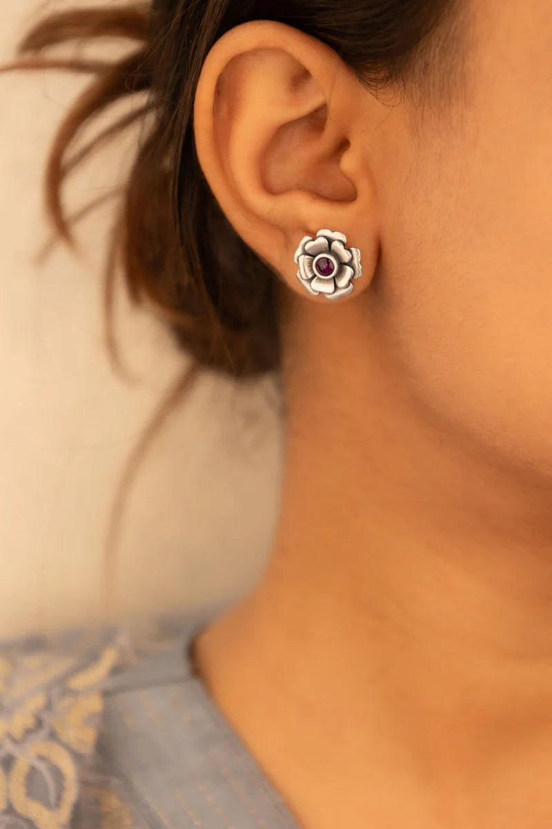 Iris Whisper Rose Handcrafted Earrings