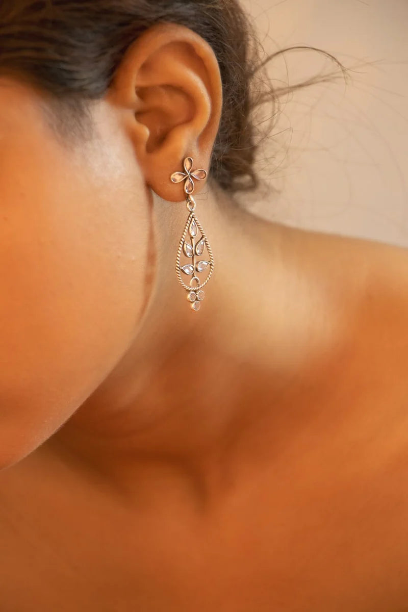 Aarunya Leaf Cascade Drop Handcrafted Earrings
