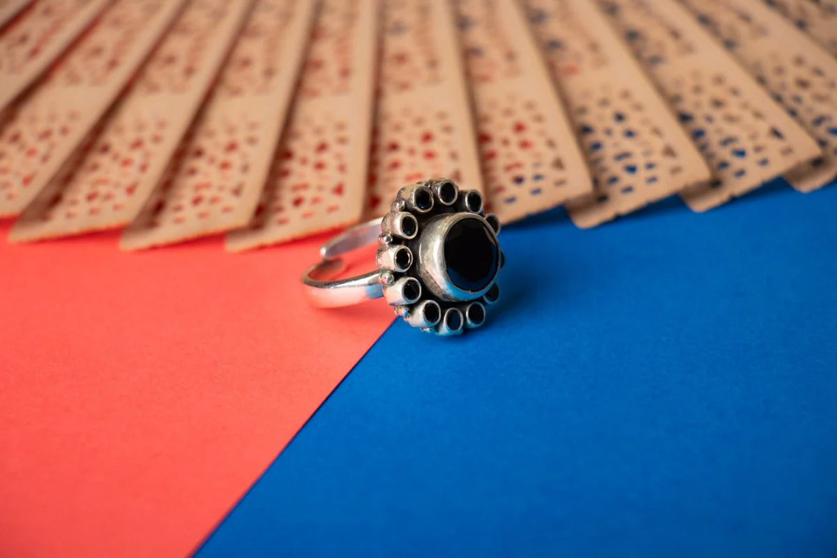 Zarqa Midnight Bloom Handcrafted Ring