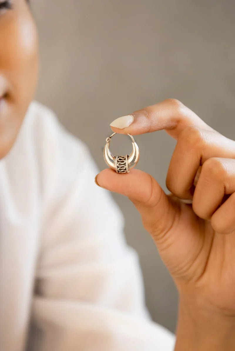 Aayra Crescent Weave Hoops